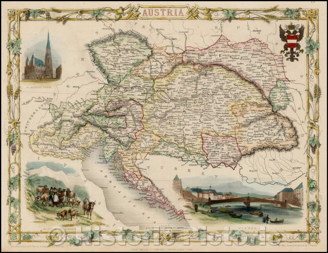 Historic Map - Austria, 1851, John Tallis v2