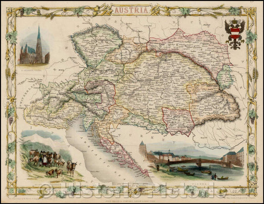 Historic Map - Austria, 1851, John Tallis v2