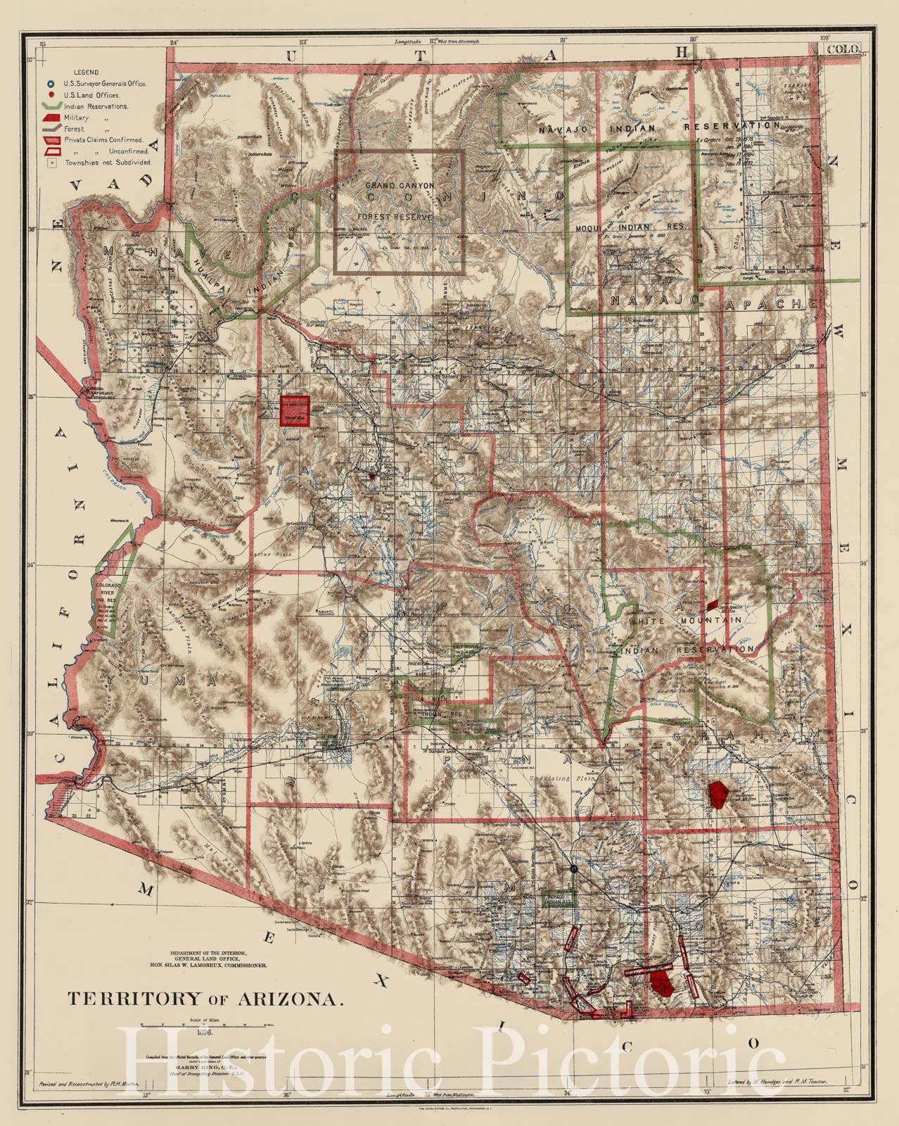 Historic Map - Territory of Arizona, 1896, General Land Office v3