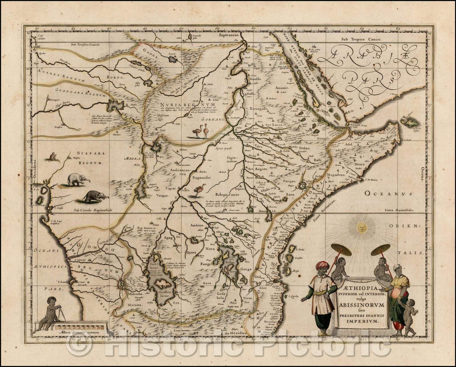 Historic Map - Aethiopia Superior vel Interior vulgo Abissinorum sive Presbiteri Joannis Imperium, 1640, Willem Janszoon Blaeu - Vintage Wall Art