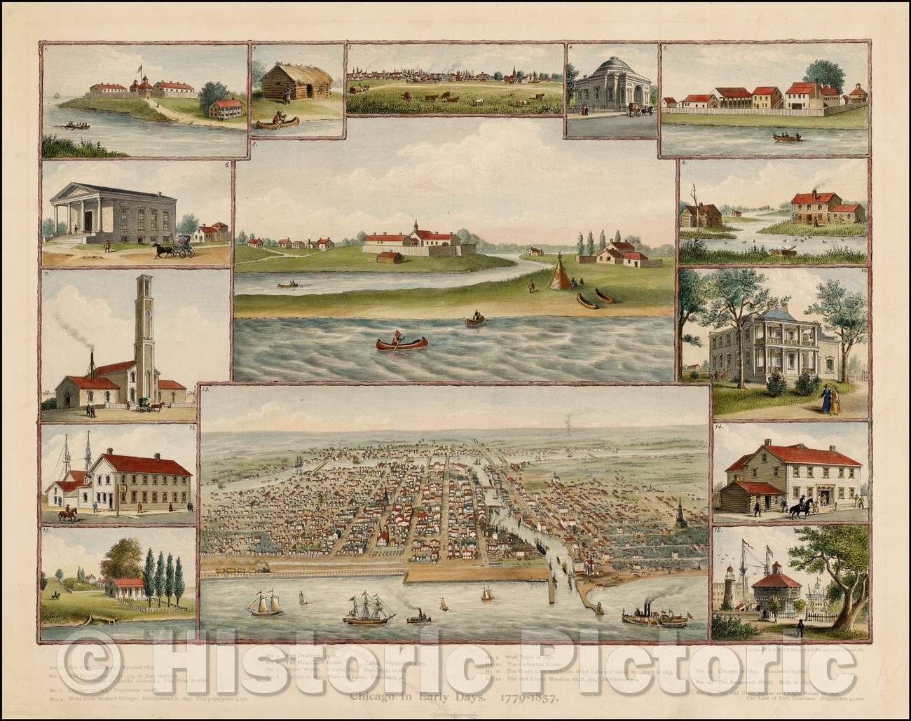 Historic Map - Chicago In Early Days. 1779-1857, 1893, Kurz & Allison v1