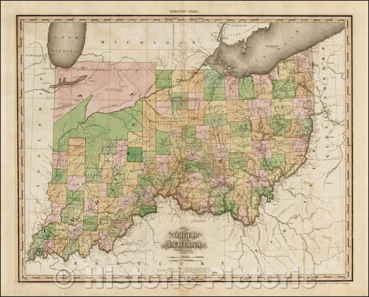 Historic Map - Ohio and Indiana, 1819, Henry Schenk Tanner v2