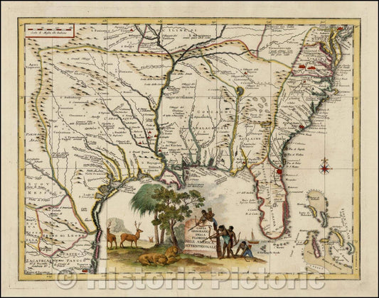 Historic Map - Carta Geografica Della Florida Nell America Settentrionale, 1740, Giambattista Albrizzi v2