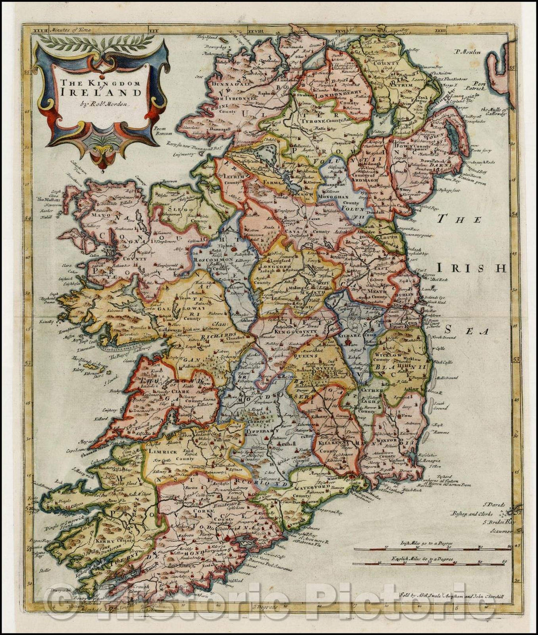 Historic Map - The Kingdom of Ireland, 1695, Robert Morden v3