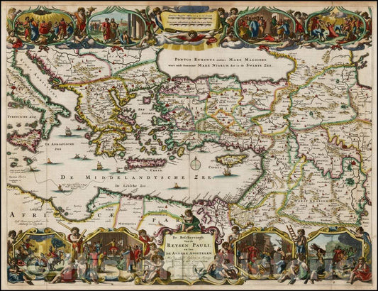 Historic Map - De Beschryvingh Van de Reysen Pauli en Van de Andere Apostelen Met des Selss Landen en Koenignrijke daer Sy het Evangelium, 1695 v1