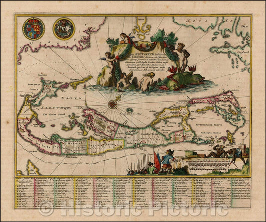 Historic Map - Mappa Aestivarum Insularum Alias Barmudas, 1671, John Ogilby v2