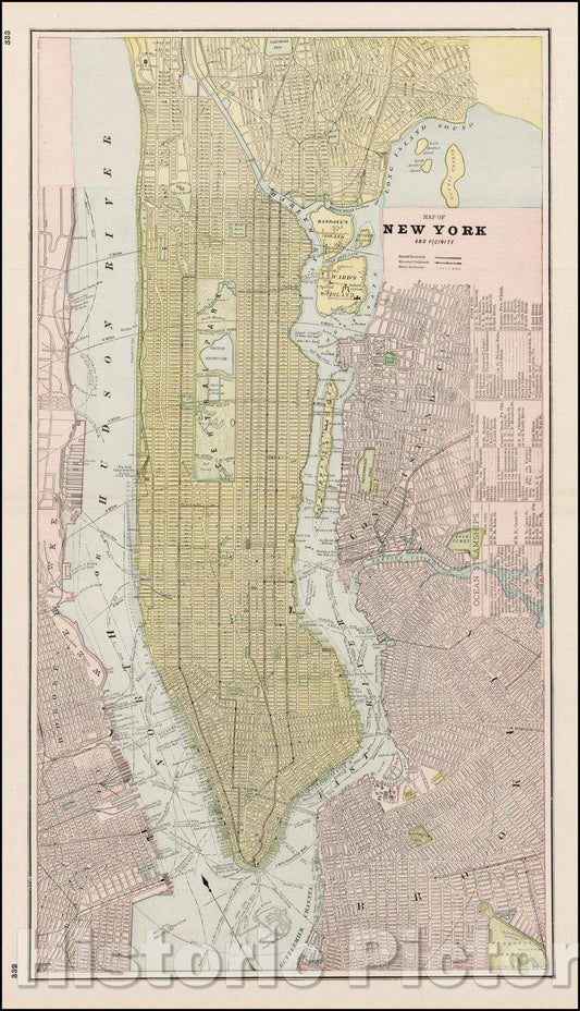 Historic Map - Map of New York and Vicinity, 1891, George F. Cram v2