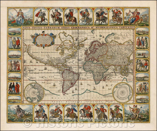 Historic Map - Nova Totius Terrarum Orbis Geographica Ac Hydrographica Tabula Autore N I Piscator, 1652, Claes Janszoon Visscher v2