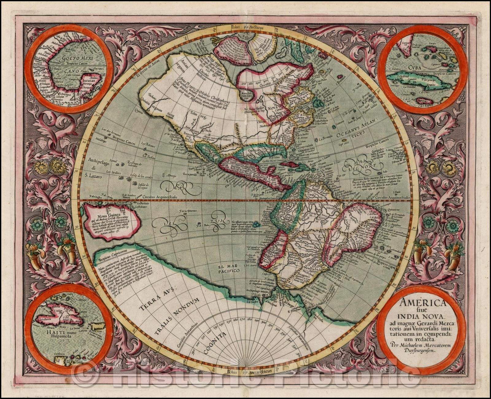 Historic Map - America sive India Nova ad magnae Gerardi Mercatoris avi universalis imitationem incompendium redacta, 1595, Michael Mercator v2
