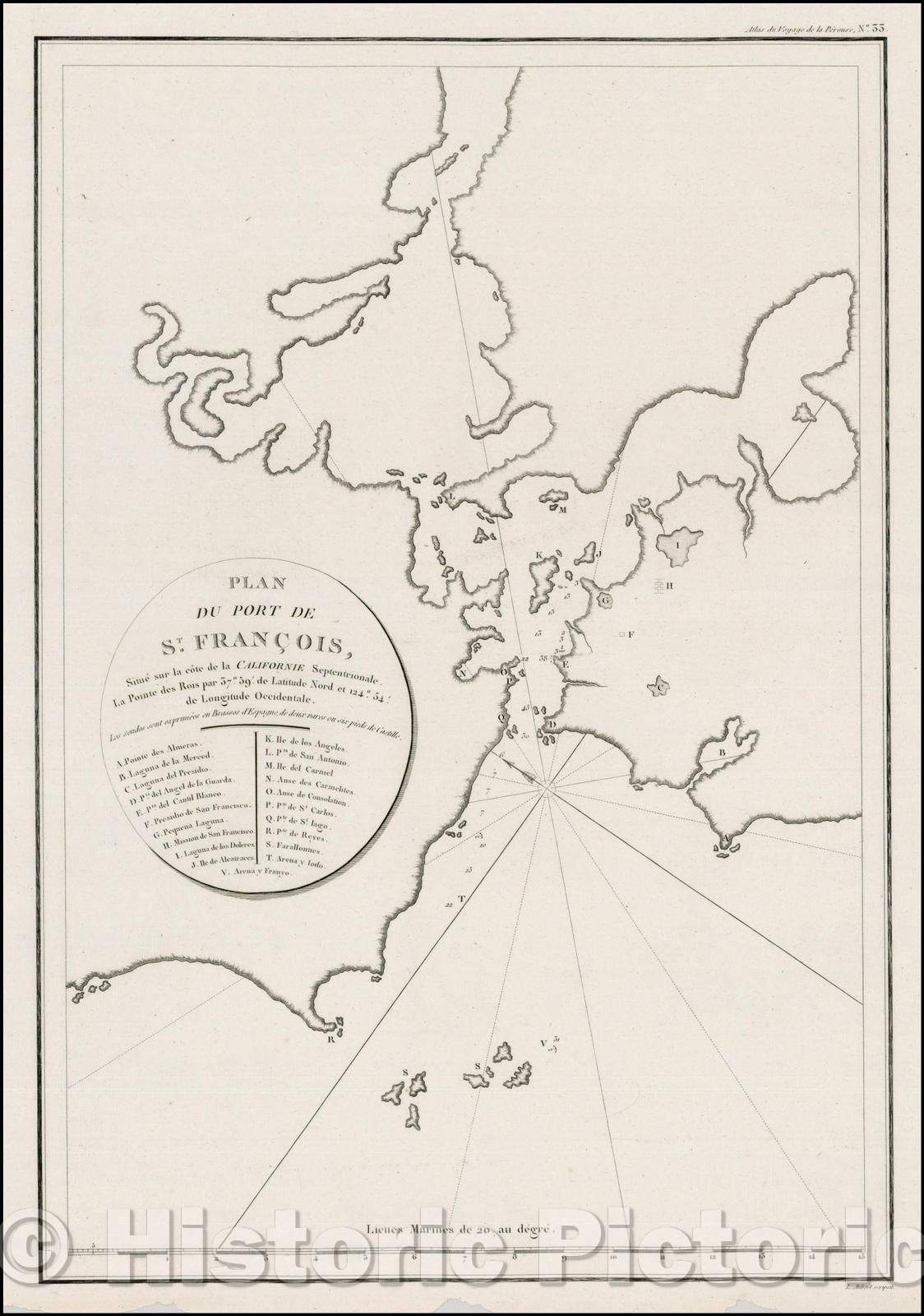 Historic Map - Plan Du Port De St. Francois Situe sure la cote de la Californie, 1797, Jean Francois Galaup de La Perouse v3