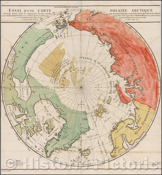 Historic Map - Essai D'Une Carte Polaire Arctique Construite d'apres toutes les connoissances Navigations et aux Decourvertes, 1774 v1