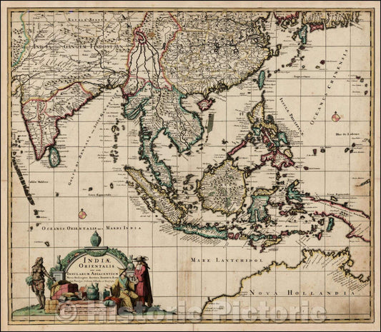 Historic Map - Indiae Orientalis nec non Insularum Adiacentium Nova Descriptio, 1680, Johannes De Ram - Vintage Wall Art