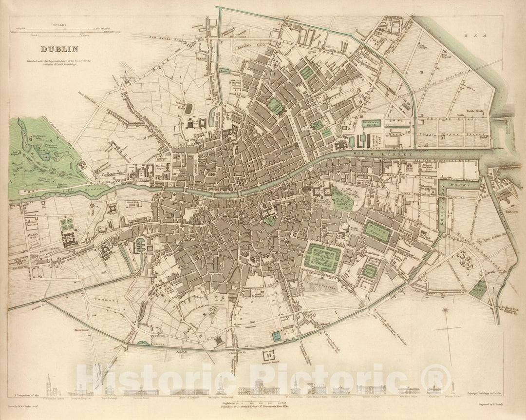 Historic Map - Dublin, Ireland, 1836, SDUK v1