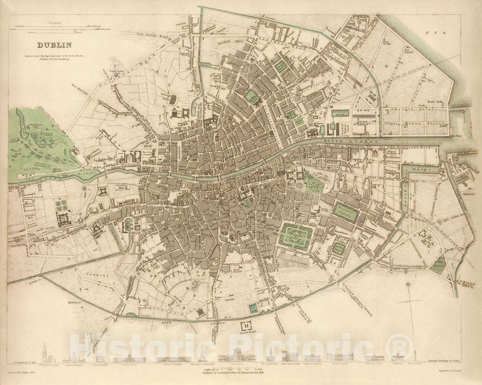 Historic Map - Dublin, Ireland, 1836, SDUK v1