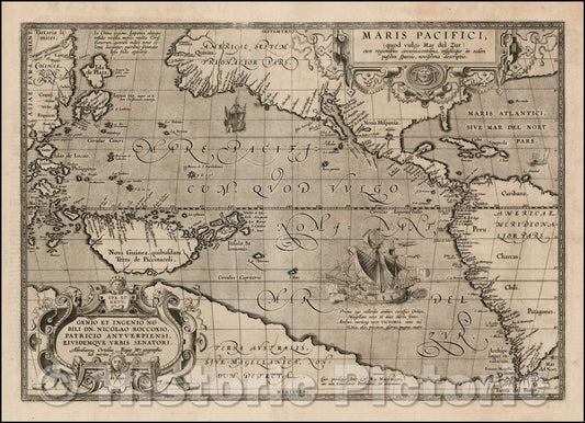 Historic Map - Maris Pacifici quod vulgo Mar del Zud, 1603, Abraham Ortelius v2