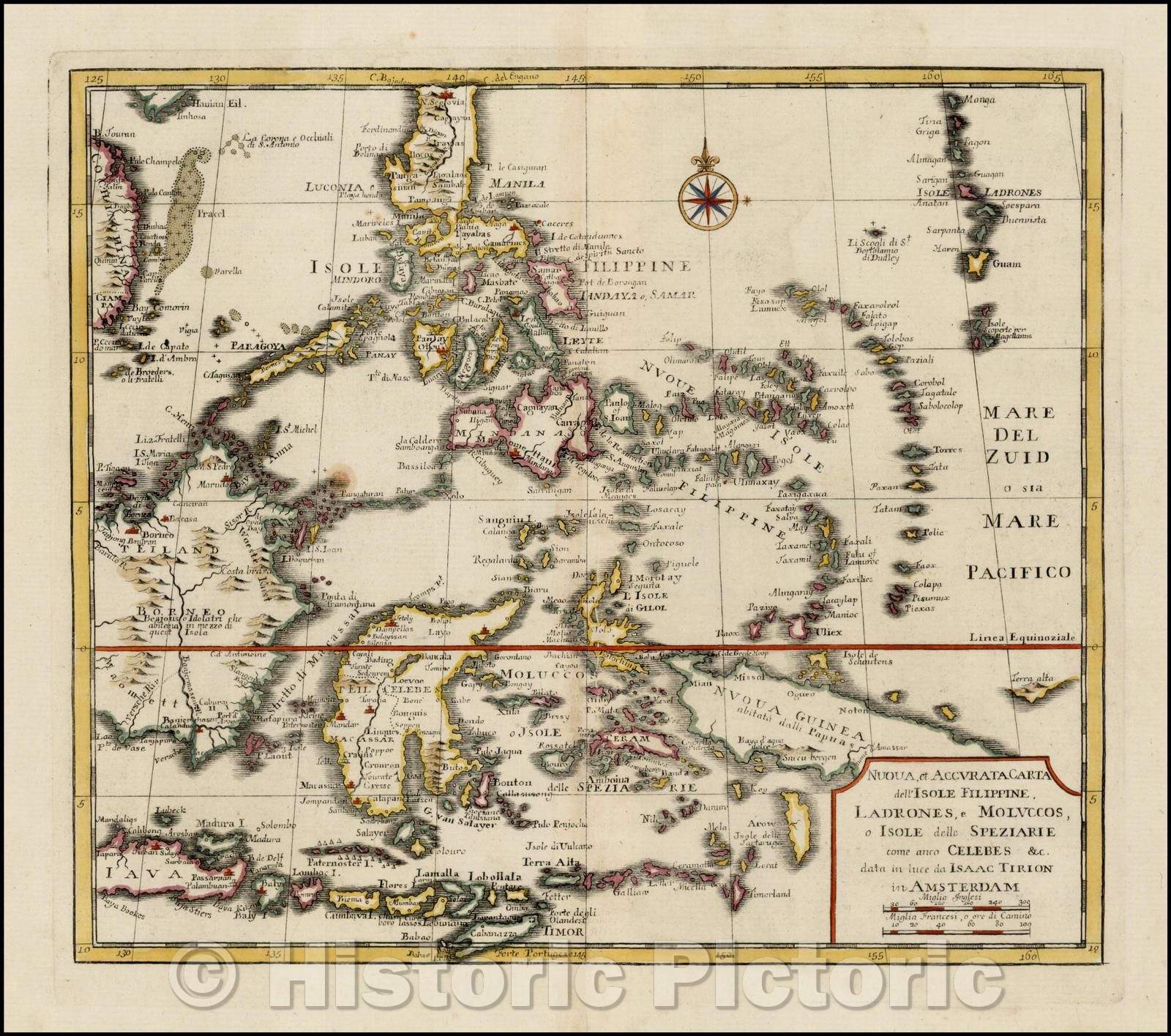 Historic Map - Nuova et Accurata Carta dell' Isole Filippine, Ladrones, a Moluccos o Isole della Speziarie come anco Celebes, 1740, Issac Tirion v1
