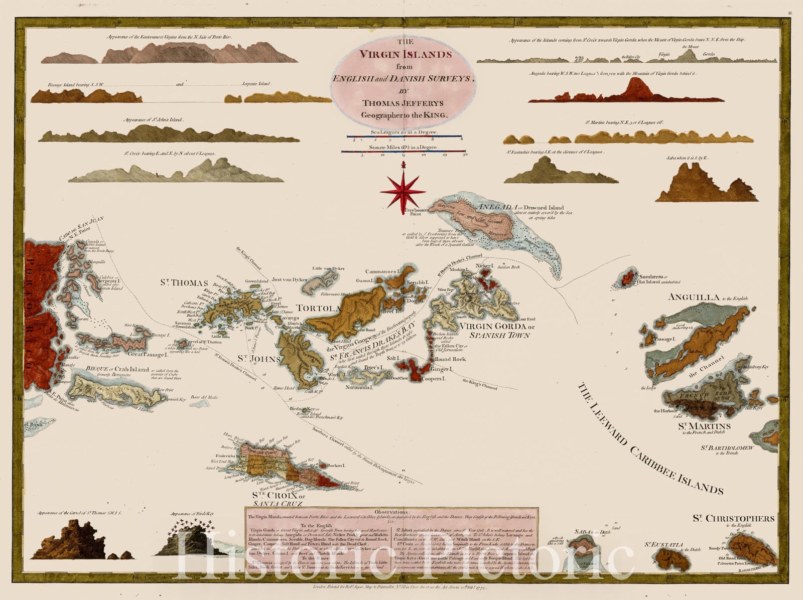 Historic Map - The Virgin Islands from English and Danish Surveys, 1797, Thomas Jefferys v2