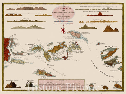 Historic Map - The Virgin Islands from English and Danish Surveys, 1797, Thomas Jefferys v2