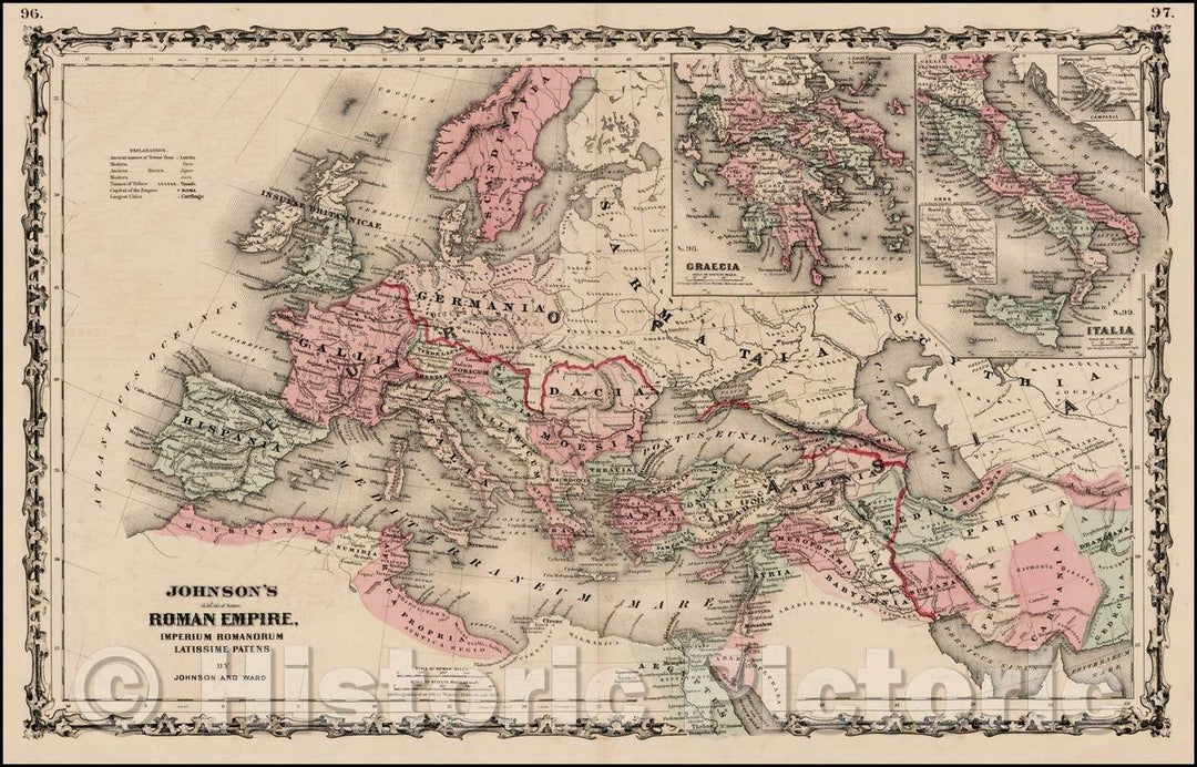 Historic Map - Johnson's Roman Empire, 1862, Benjamin Ward v1