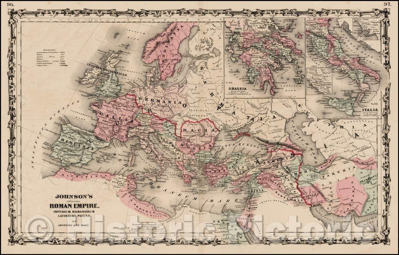 Historic Map - Johnson's Roman Empire, 1862, Benjamin Ward v1
