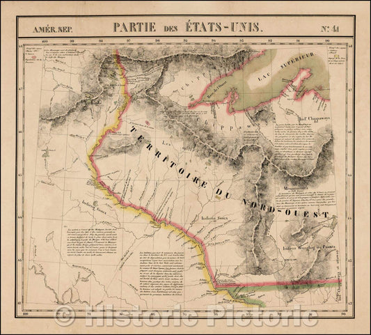 Historic Map - Amer. Sep Partie Des Etats Unis. Wisconsin, Minnesota, Upper Peninsula and Iowa, 1827, Philippe Marie Vandermaelen v2