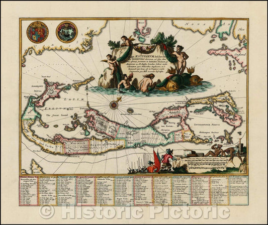 Historic Map - Mappa Aestivarum Insularum Alias Barmudas, 1671, John Ogilby v3