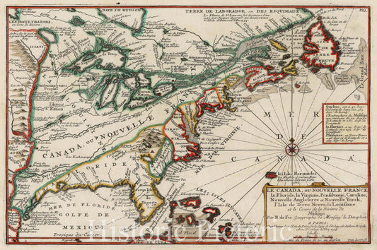 North America, Louisiana, Mississippi River, 1705 - Historical Map Print