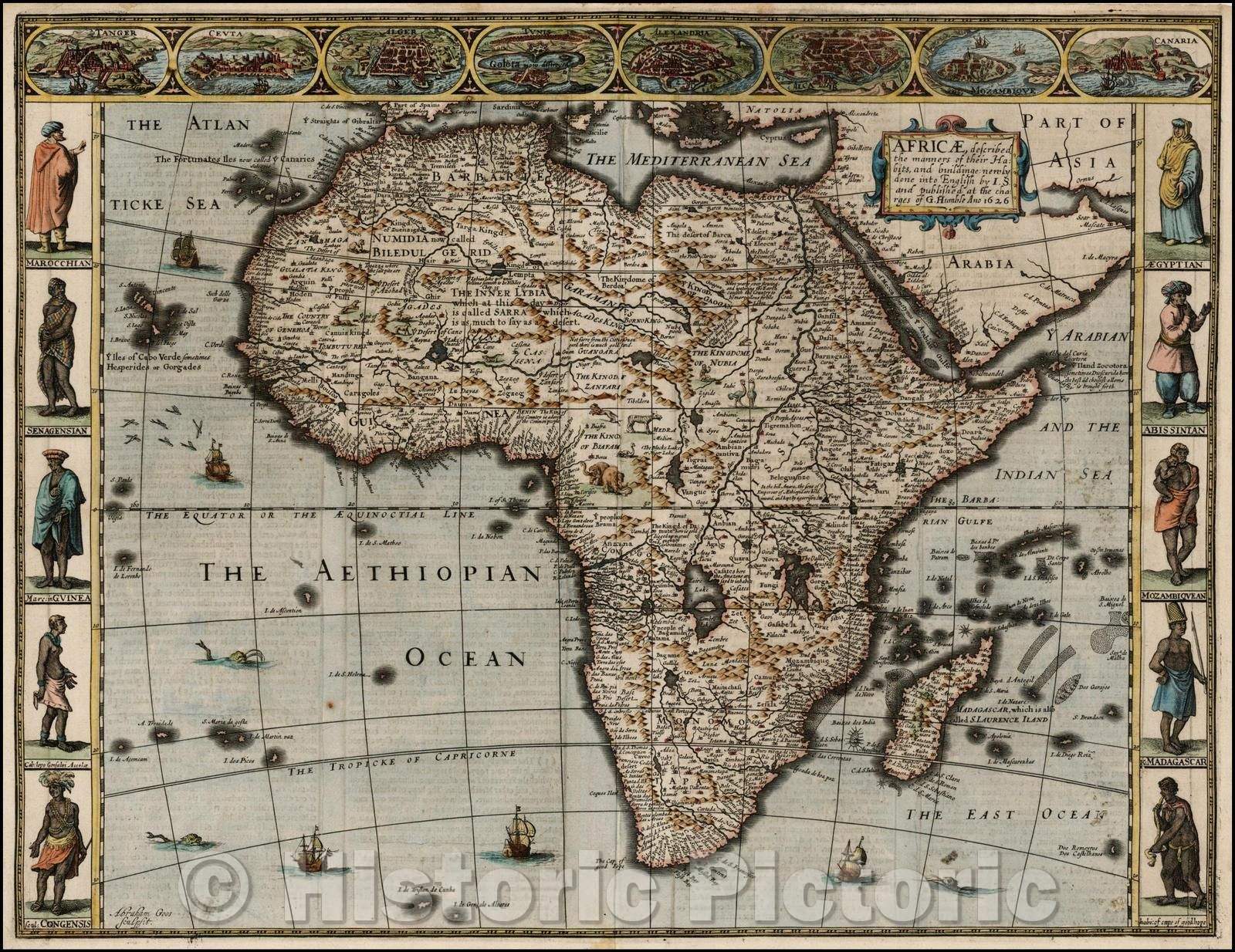 Historic Map - Africae, Described. The manners of their Habits and buildings newly done into English, 1626, John Speed v1