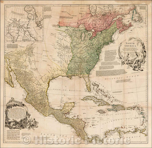 Historic Map - North America Performed Under the Patronage of Louis Duke of Orleans First Prince of the Blood, 1752, Richard William Seale - Vintage Wall Art