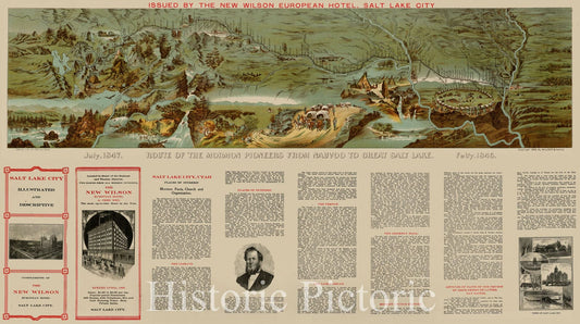Mormon Pioneers Route - Nauvoo to Salt Lake City, 1899 | Historical Map Print