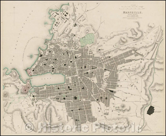 Historic Map - Marseille, France, 1840, SDUK v1