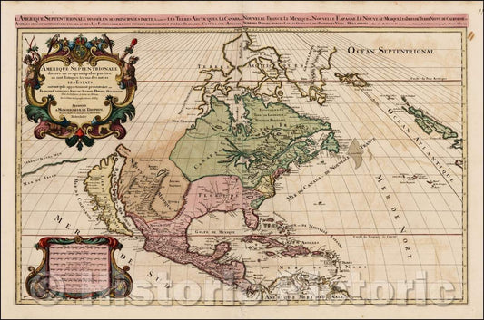 Historic Map - Amerique Septentrionale divisee en Ses Principales parties, 1692, Alexis-Hubert Jaillot v2
