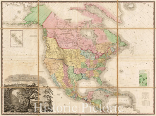 Historic Map - A Map of North America, Constructed According To The Latest Information: 1825, Henry Schenk Tanner - Vintage Wall Art