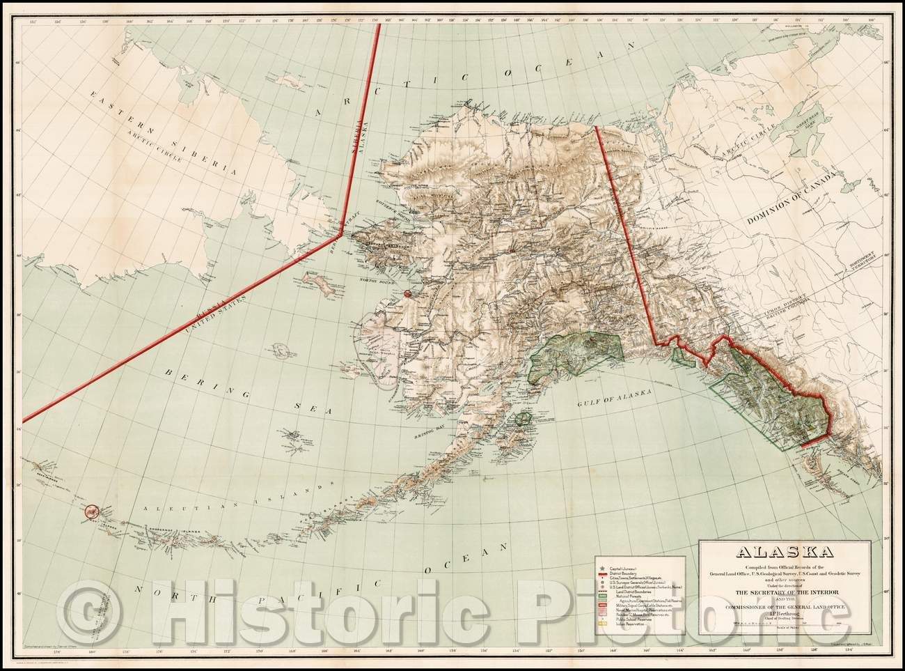 Historic Map - Alaska, 1898, General Land Office - Vintage Wall Art