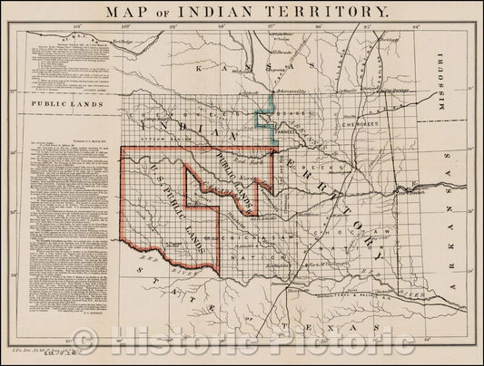 Historic Map - Map of Indian Territory, 1879, U.S. Government - Vintage Wall Art