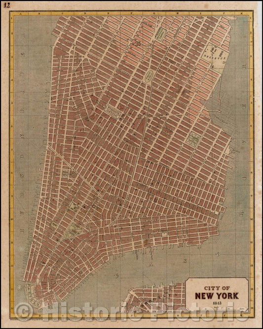 Historic Map - City of New York, 1843, Sidney Morse - Vintage Wall Art