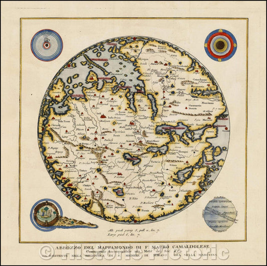 Historic Map - Abbozzo Del Mappamondo Di F: Mauro Camaldolese Cosmografo Incomparabile :: Sketch Of Globe, 1750 - Vintage Wall Art