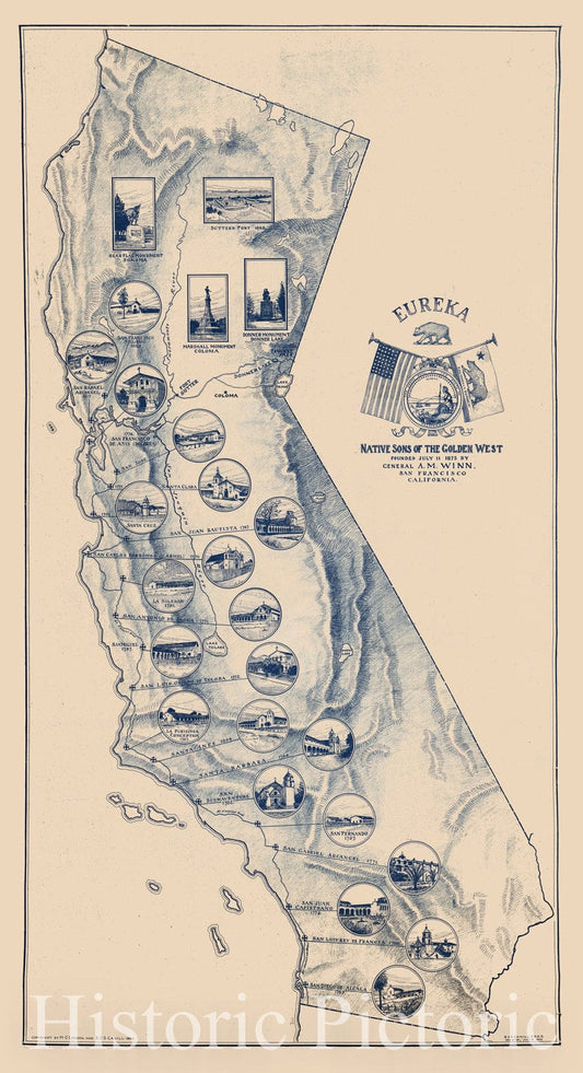 California - Native Sons of the Golden West Commemorative Map, 1920