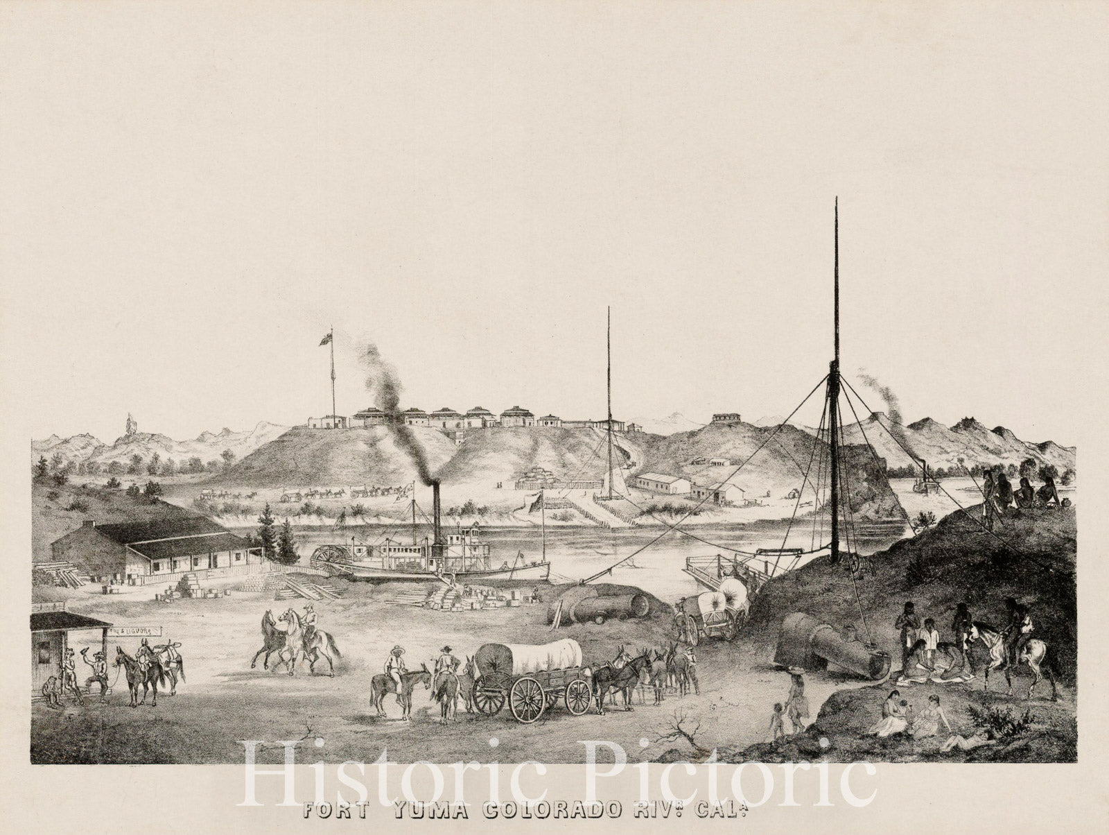 Fort Yuma - Colorado River View, 1875 ca | Historical Map Print