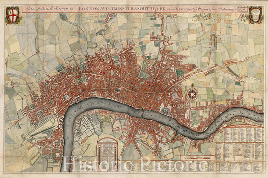Plan of London, Westminster and Southwark, 1700 | Historical Map Print