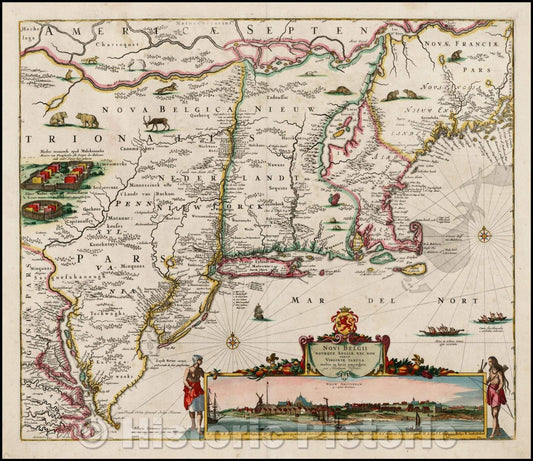 Historic Map - Novi Belgii Novaeque Angliae Nec Non partis Virginiae Tabula multis in locis emendata, 1684, Nicolaes Visscher I v1