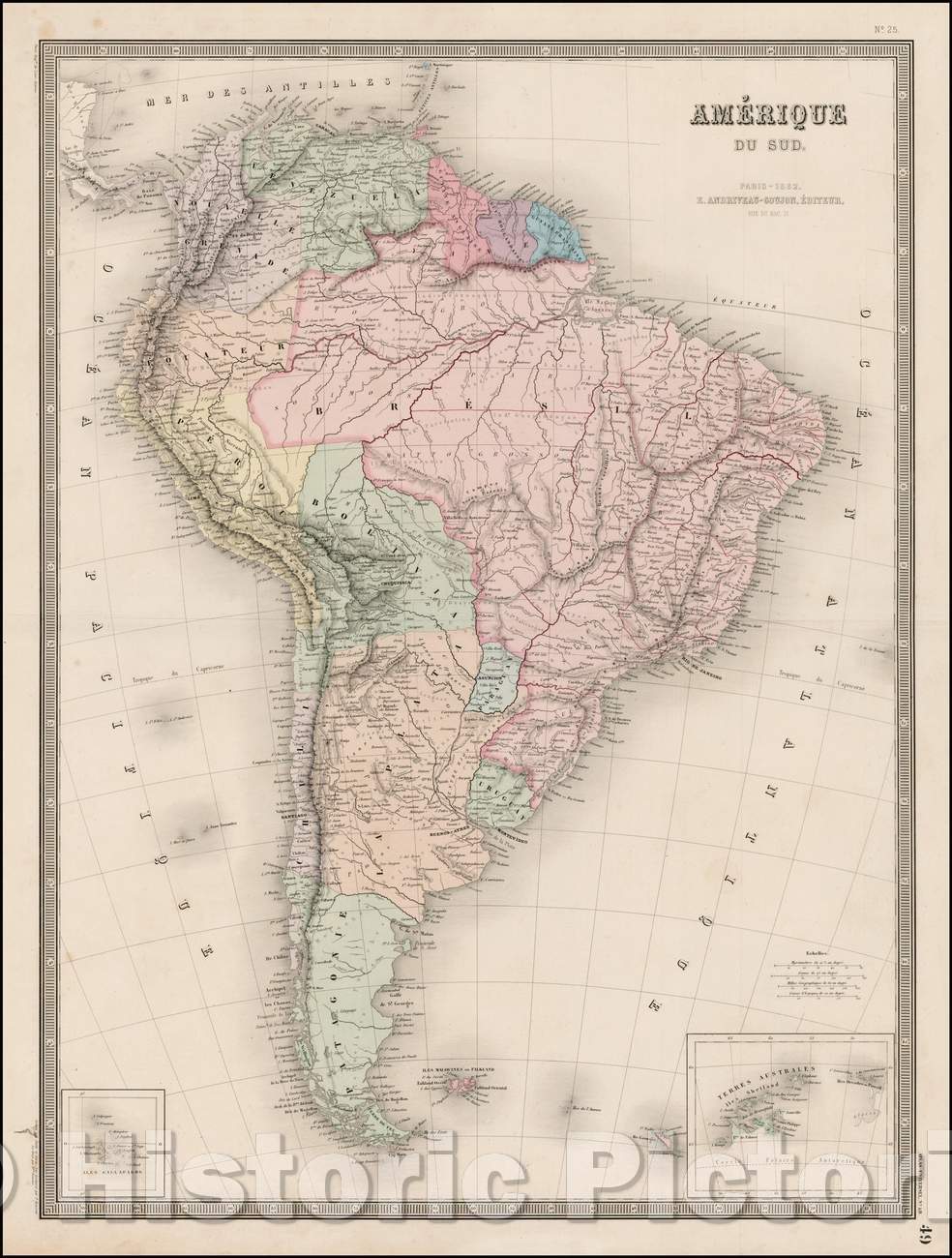 Historic Map - Amerique du Sud, 1862, J. Andriveau-Goujon - Vintage Wall Art