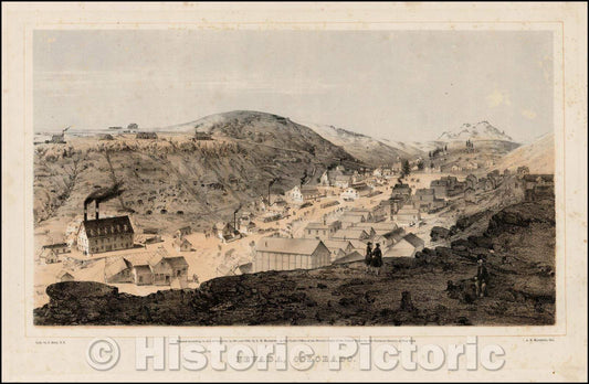 Historic Map - Nevada, Colorado/Nevada, Colorado, 1866, Alfred Edward Mathews - Vintage Wall Art