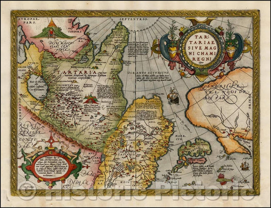 Historic Map - Tartariae Sive Magni Chami Regni typus, 1602, Abraham Ortelius - Vintage Wall Art