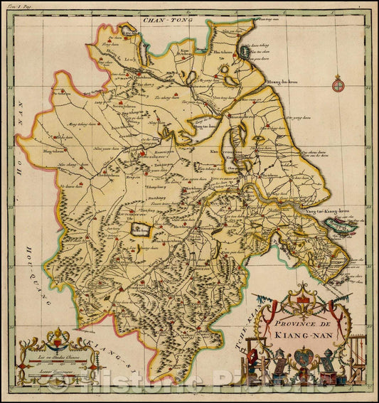 Historic Map - Province De Kiang-Nan/Map of the Kiang-Nan Province, centered on the Yangtze River, 1735, Jean-Baptiste Bourguignon d'Anville - Vintage Wall Art