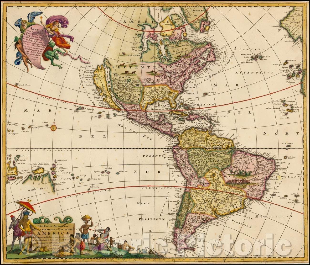 Historic Map - Novissima et Accuratissima Septentrionalis ac Meridionalis Americae Descriptio, 1690, Frederick De Wit v2