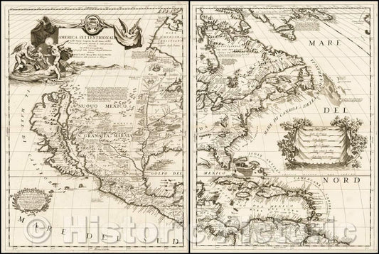 Historic Map - America Settentrionale Colle Nuove Scoperte Sin All Anno, 1688, Vincenzo Maria Coronelli v1