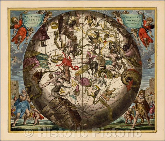 Historic Map - Haemisphaerium Stellatum Australe Cum Aequali Sphaerarum Proportione, 1708, Andreas Cellarius v2