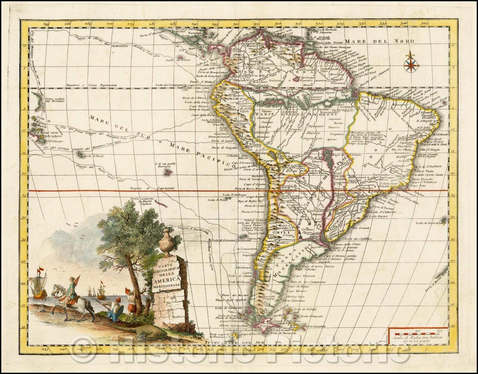 Historic Map - Carta Geografica Dell America Meridionale, 1740, Giambattista Albrizzi v2