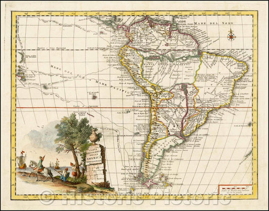 Historic Map - Carta Geografica Dell America Meridionale, 1740, Giambattista Albrizzi v2
